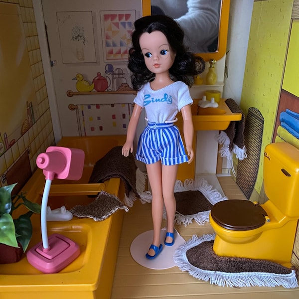 Pull Rayé Bleu Pour Poupée Sindy Pedigree – Vintage 1981 Sous Blister #44085