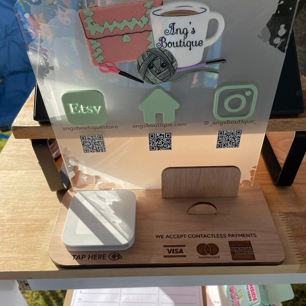 Social Media & Square Reader Holder Stand (acrylic and Wood ...
