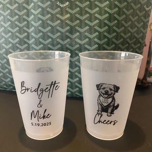 Wedding Frosted Cups, Pet Wedding Frosted Cup Favors, Custom Pet Wedding Frosted Cups, Personalized Pet Wedding Plastic Cups as Favors (633)