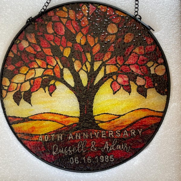 Acchiappasole In Vetro Colorato Albero Della Vita 15,2 Cm: Decorazione Da Finestra Fatta A Mano, Simbolo Di Forza E Interconnessione