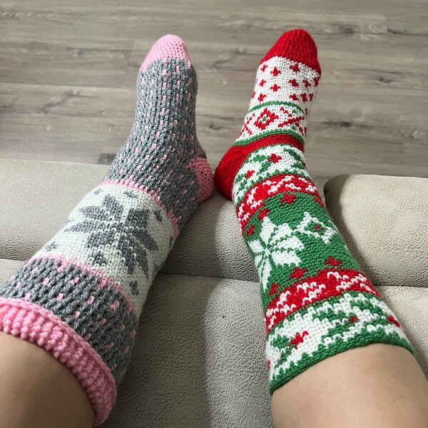 Vintage Christmas Stocking Crochet Pattern Fair Isle Tree Sampler ...