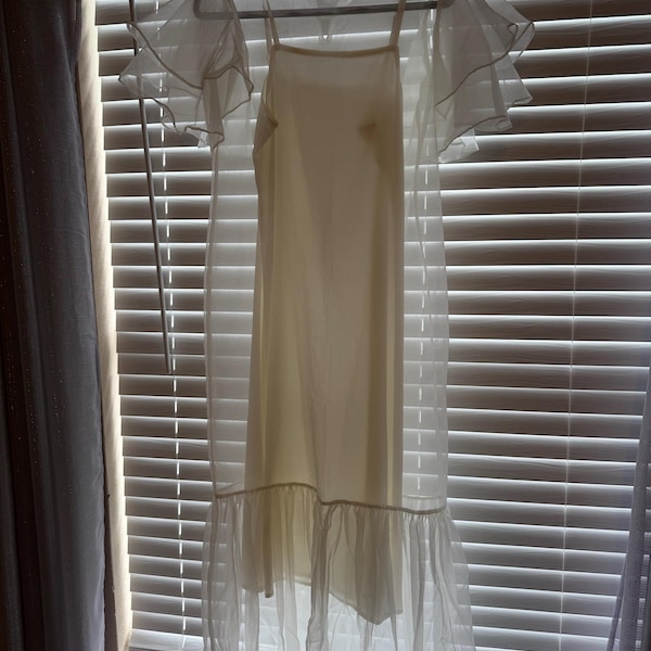 Semi-Sheer Puff Sleeve Organza Shirt