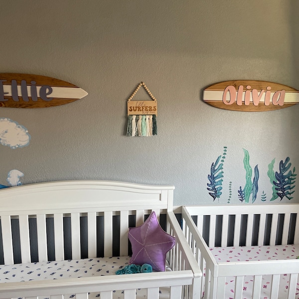 Little Surfer Sleeps Here | Boho | Beach Nursery Sign | Boys Room Decor ...