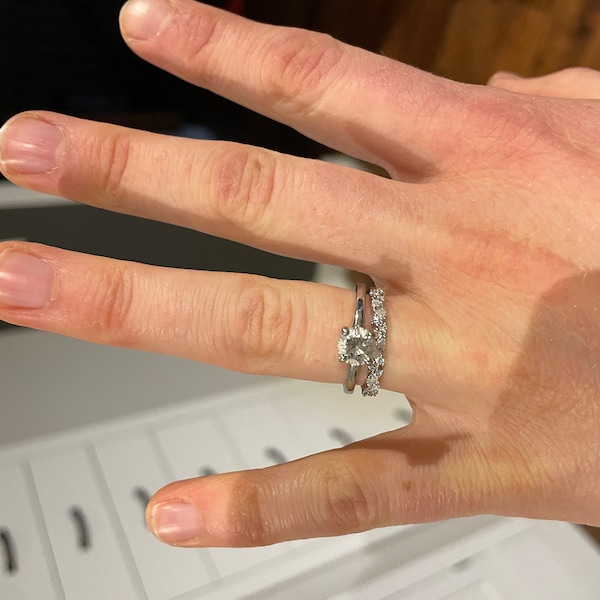 Moissanite Gold Wedding Band Unique Half Eternity Marquise Diamond ...