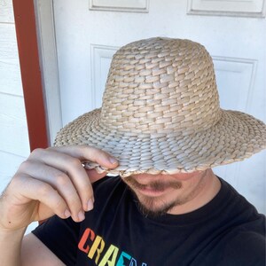 Braided Straw Hat - 100% Natural Reeds - Broadleaf Cattail