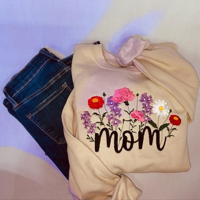 Floral Nana Embroidery Design, Nana Wildflower Embroidery, Floral