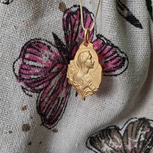 Vermeil, 18k Gold Over 925 Sterling Silver Virgin Mary Pendant, Matte ...