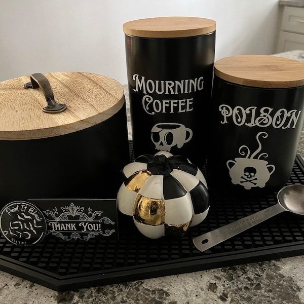 Goth Kitchen Storage Canister Ceramic Coffee Station Canister Gothic