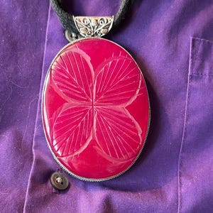 Large Kashmir Red Ruby Gemstone Pendant: Handmade 925 Sterling