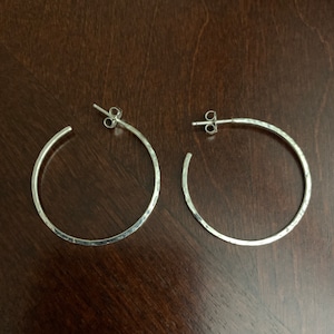Sterling Silver Dangle Hoop Earrings Hammered Double Circle Earrings ...