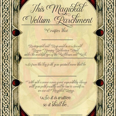A4 Printable Handfasting Certificate, Wiccan Wedding Certificate, Pagan Wedding Certificate ...