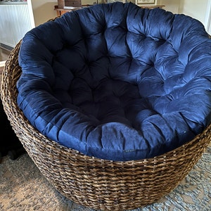 Coussin Papasan Rond 70cm - Housse Coton/Lin Pour Chaise Pivotante Intérieur/Extérieur