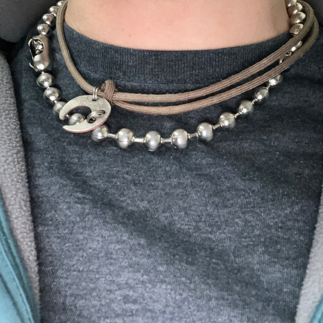 Punk Ball Chain Necklace, 316L Stainless Steel, 2000's, Y2K