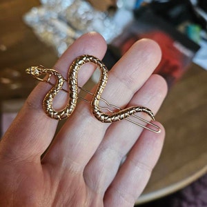 Set of 2 Alloy Metal Snake Hair Clips, Golden Snake Hair  display picture 3
