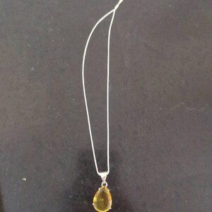 シトリンペンダントネックレス：ハンドメイド925スターリングシルバー
