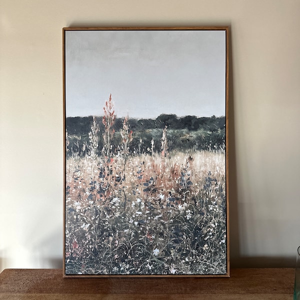 2 Piece Canvas Wall Art Set, Landscape Wall Art Wildflower Field Oil ...