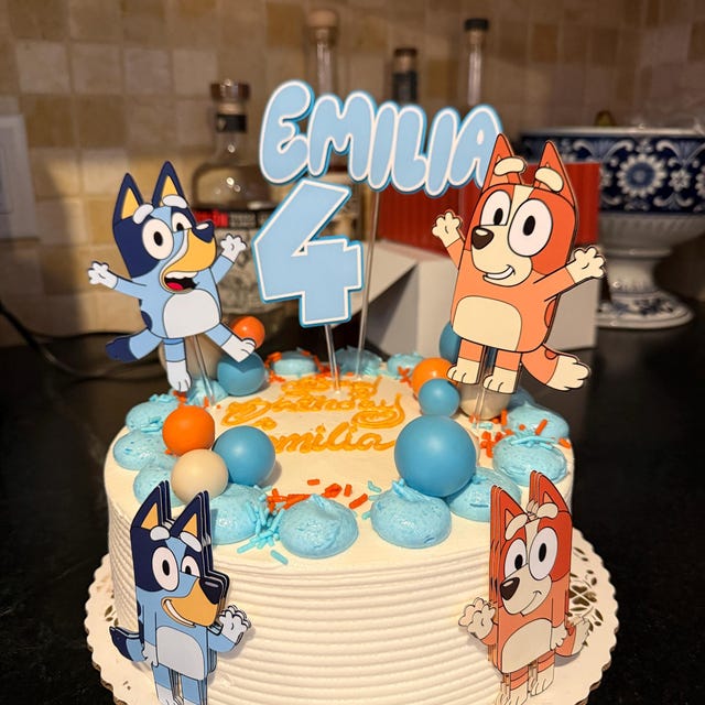 Blue Dog Cake Topper Set - Cartoon Dog Decorations With Mini Balls & Figurines
