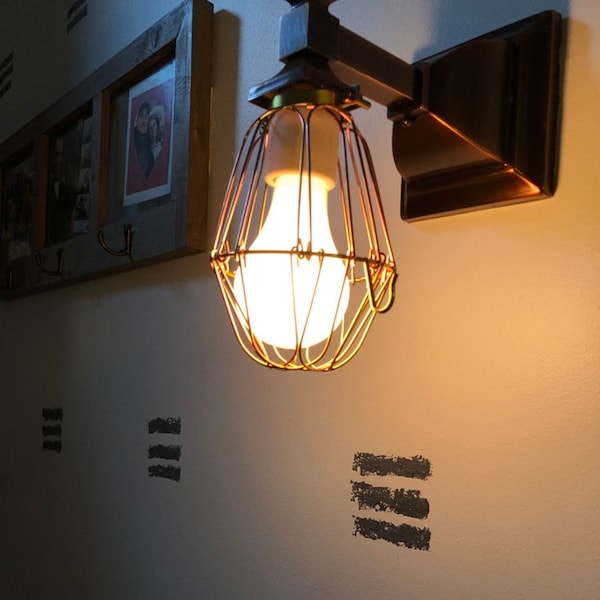 Metal Lamp Shade In Collectible Table Lamps STEEL BULB GUARD, Clamp On Metal Lamp Cage, For Vintage Trouble Light Industrial $7.95 Vintage Ceiling Light