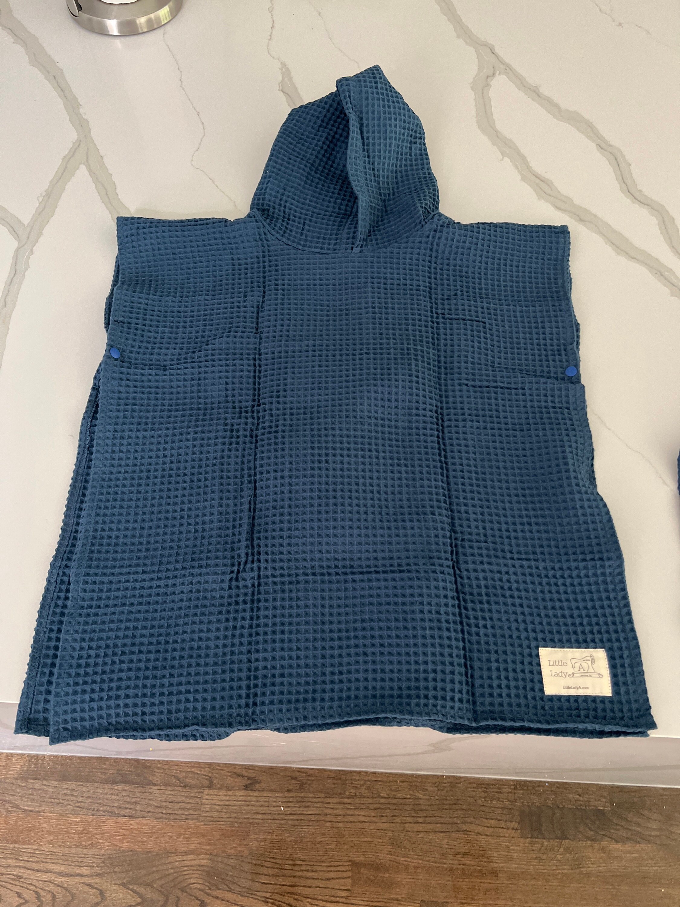 Hooded Towel with Custom Embroidery - Waffle Beach Towel Poncho - Hooded Coverup - kids swimsuit coverup - 100% organic cotton