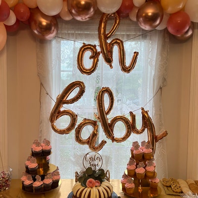 Oh Baby Script Gold Letter Balloonsbaby Shower Balloonsoh - Etsy