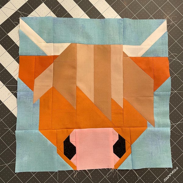 Highland Cow Quilt Block Pattern Animal PDF -includes Instructions for ...