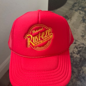RUSTEZE Custom Trucker Adjustable Cap Disney Cars Hat Red Hat Lightning ...