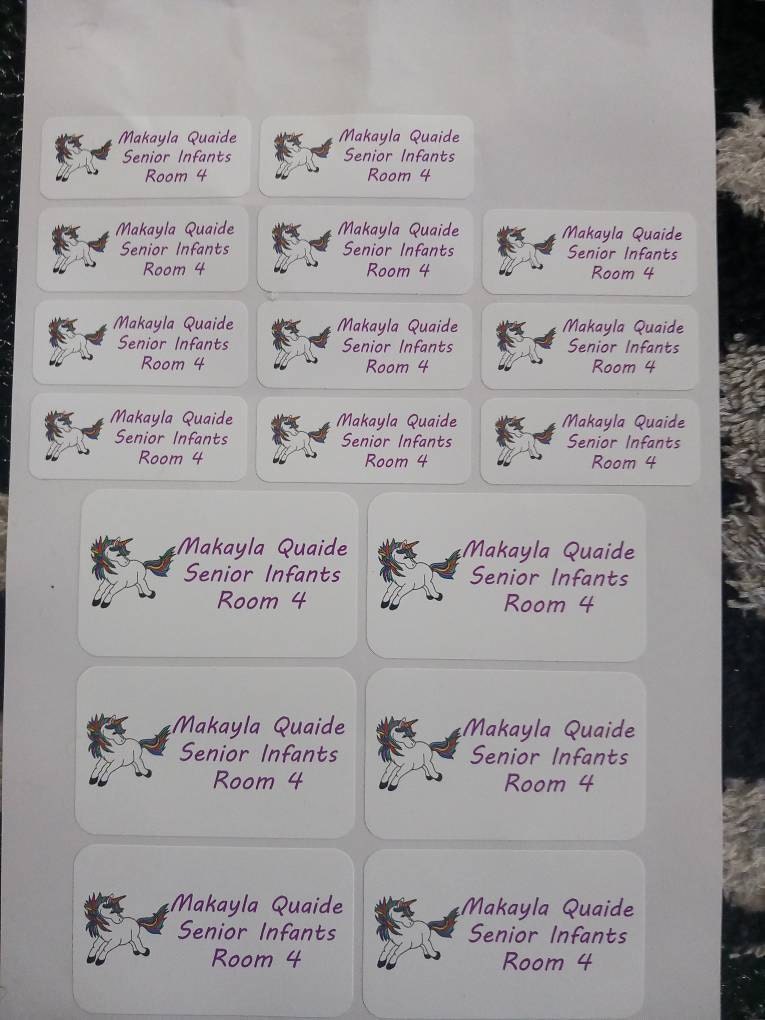 Personalised School Stickers - Print Writing
