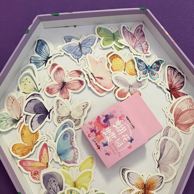 100Pcs Holographic Butterfly Stickers - Vibrant Transparent Nature Decor For Scrapbooking, Journaling & Crafts