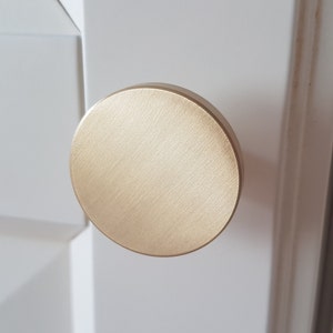 Gold Cabinet Knobs Round Drawer Knobs Brushed Brass Cabinet Door Knobs for Dresser Drawers  Solid Cabinet Hardware for Kitchen Cabinets