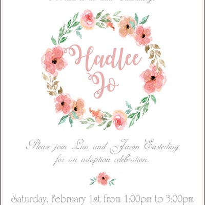 Adoption Shower Invitation Floral Party Invite - Etsy