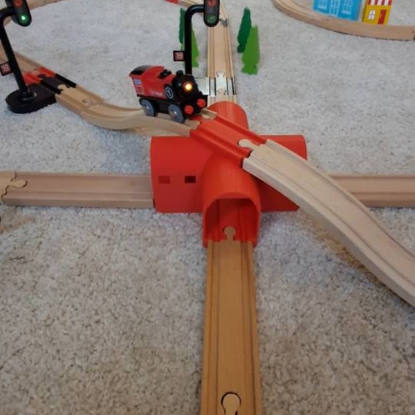 Intersezione A X Per Treno In Legno – Compatibile Con BRIO, IKEA, Thomas, Playtive, Binari Universali, Prodotta In Francia