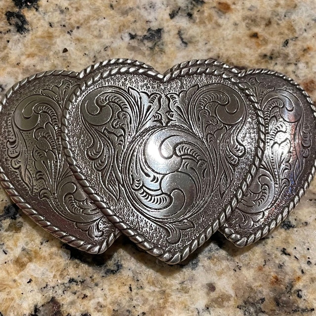 Three Heart Belt Buckle Old Silver Belt Buckle - Etsy Three Heart Belt Buckle Old Silver Belt Buckle - Etsy