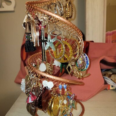 Earring Tree, Copper Spiral, Earring Holder, Organizer, Holds Approx 75 ...