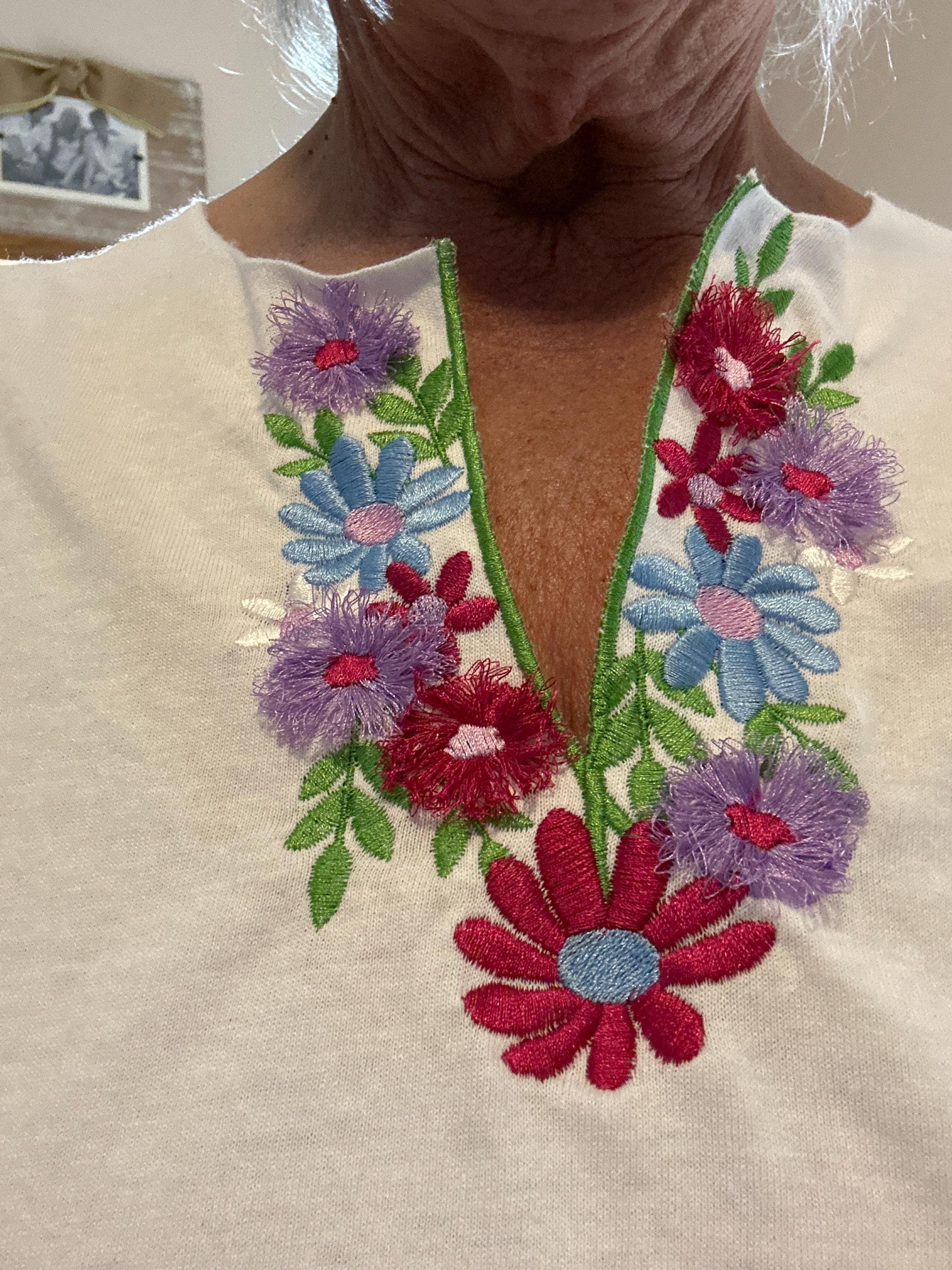 Customer project using Fringed Floral Split Side Seam embroidery design