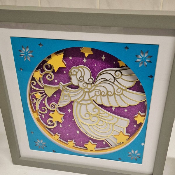 3D Christmas Angel Shadow Box SVG, Mandala Cardstock Project (digital ...