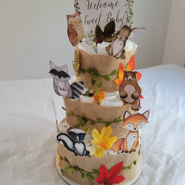 Woodland Diaper Cake Kit, Forest Baby Shower Decorations - Etsy