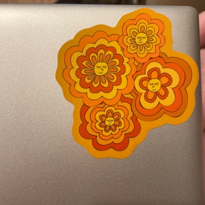 Glossy Groovy Flower Power Sticker - Etsy