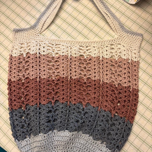 A customer's finished Willow Mesh Market Bag Crochet Pattern + Video Tutorial