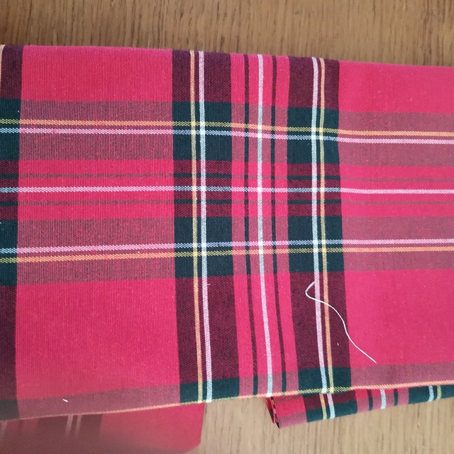 Red Original Scottish Tartan Fabric, Tartan Fabric by the Yard