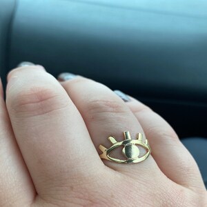 Unique Good Luck Ring Wide Ring Casual Ring Gold Plated Ring Valentines Gifts Gothic Ring Boho Ring Evil Eye Ring Statement Ring