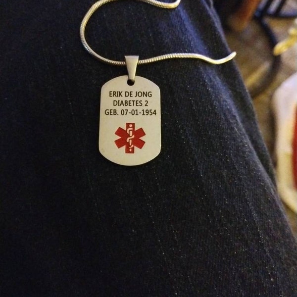 Custom Medical Alert Necklace for Men Women, Stainless Steel Engraved ...