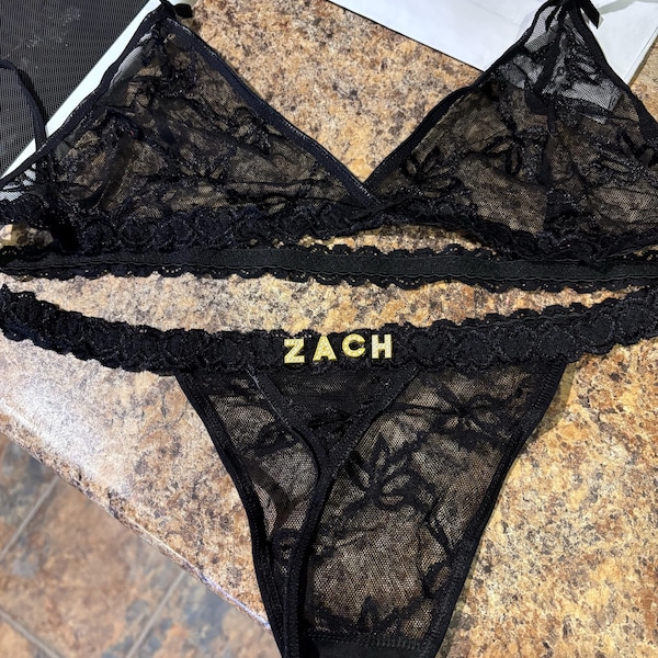 Custom Thong G-strings Set With Gold Charms Name,personalized Thong ...