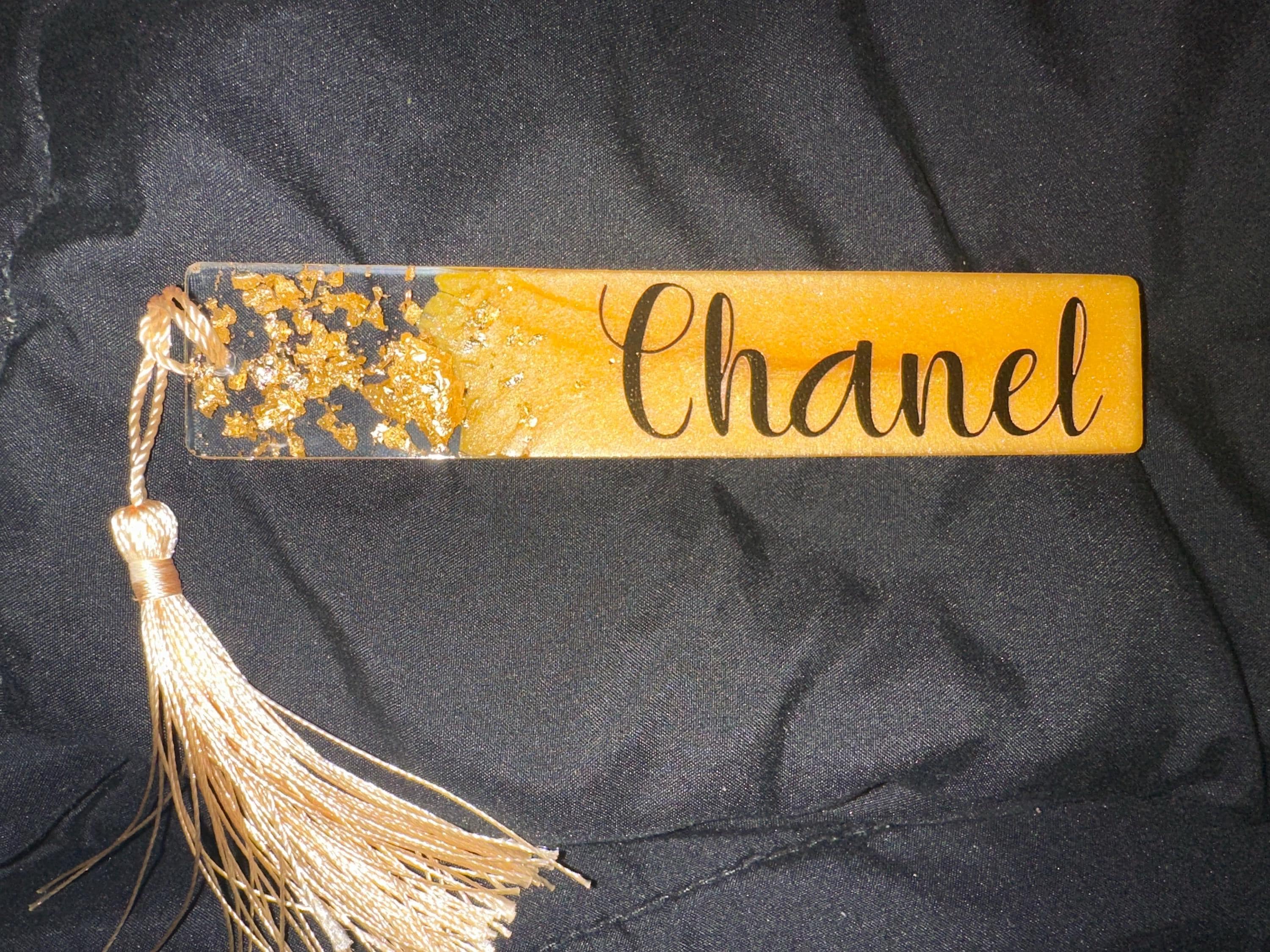 Personalized Gold and Silver Flake Resin Bookmark/Handmade Custom Name Bookmark