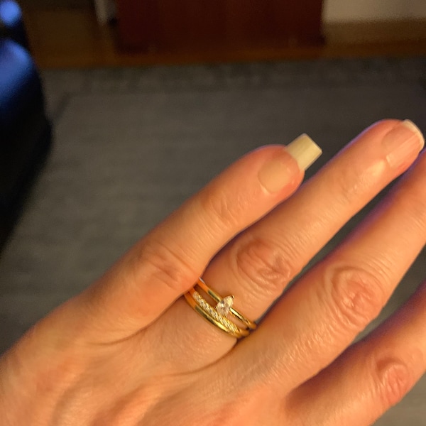 Simple CZ Band, Dainty Stacking Ring, Gold Minimalist Ring, CZ Ring ...