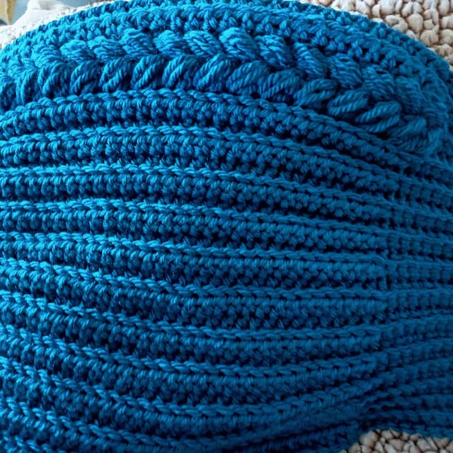 A customer's finished Autumn Wheat Hat Beanie Crochet Pattern