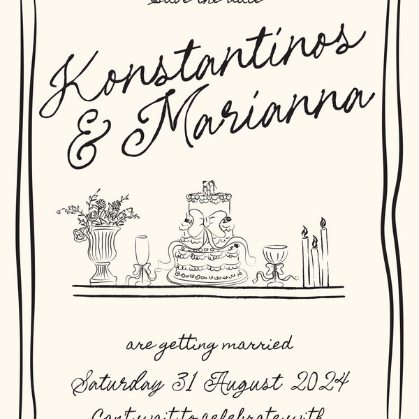 Wedding Ceremony Program Template With Hand Drawn Dinner Table ...