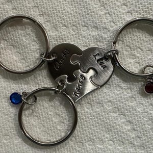 Hand Stamped Personalized Best Friend Puzzle Piece Keychains - 3