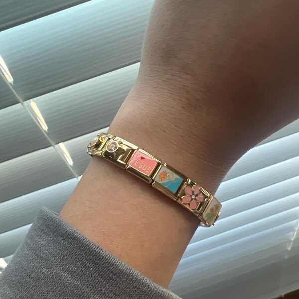 Bracelet Italien Charmes Arc-en-Ciel Pour Femme - Élastique En Silicone 9 Mm, Nickel Free, Idée Cadeau Unique - 5