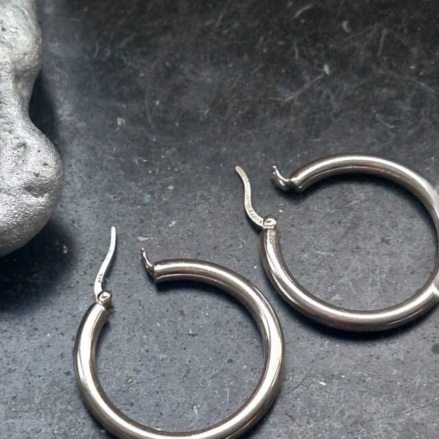 925 Sterling Silver Chunky Hoop Earrings 4 Mm Thick, 16, 18