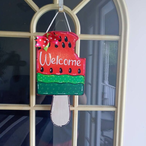 Welcome POPSICLE Watermelon SIGN Wall Art Door Hanger Plaque Pool ...